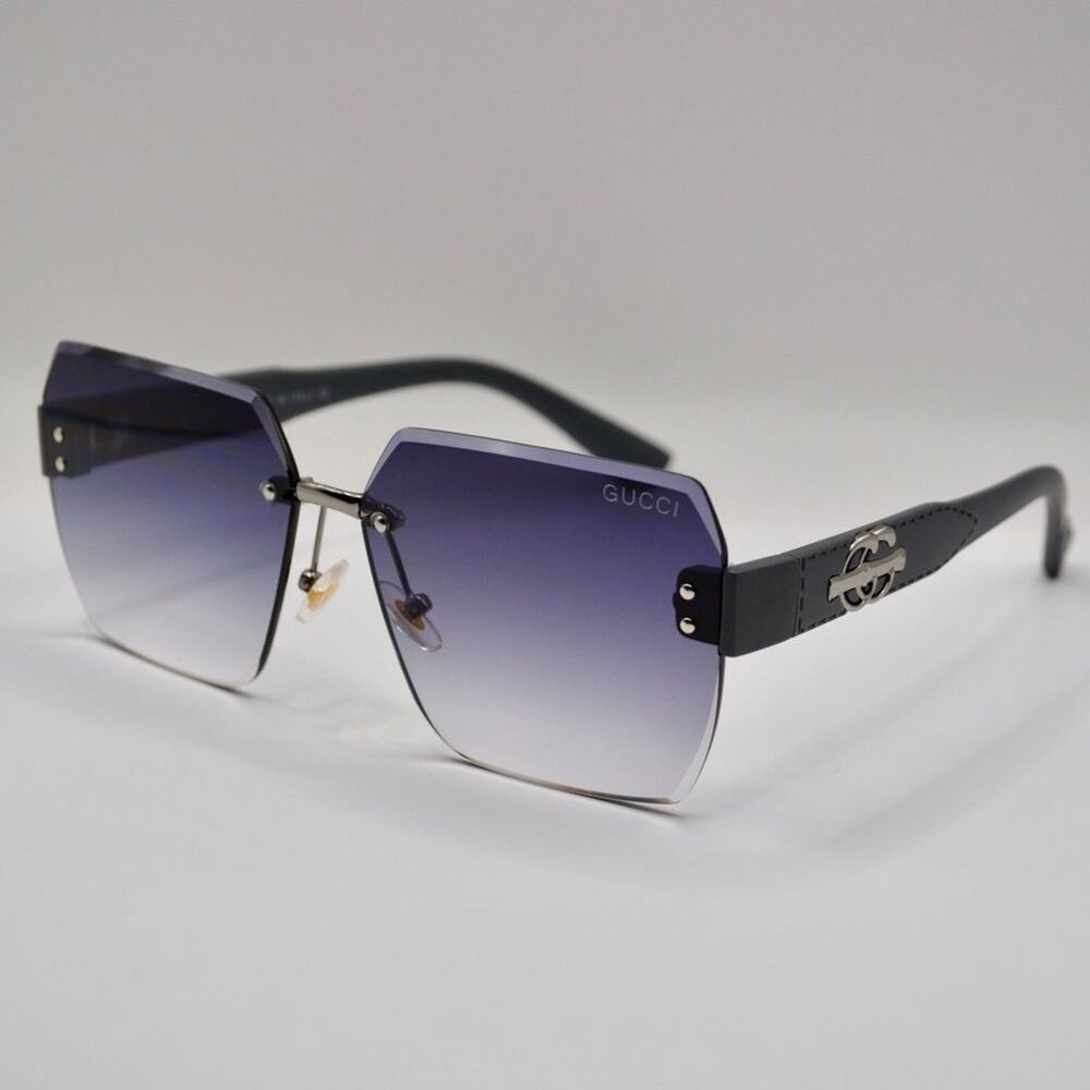 Gucci Women’s Rimless Sunglasses | Silver & Grey-Blue Gradient | New | No Box